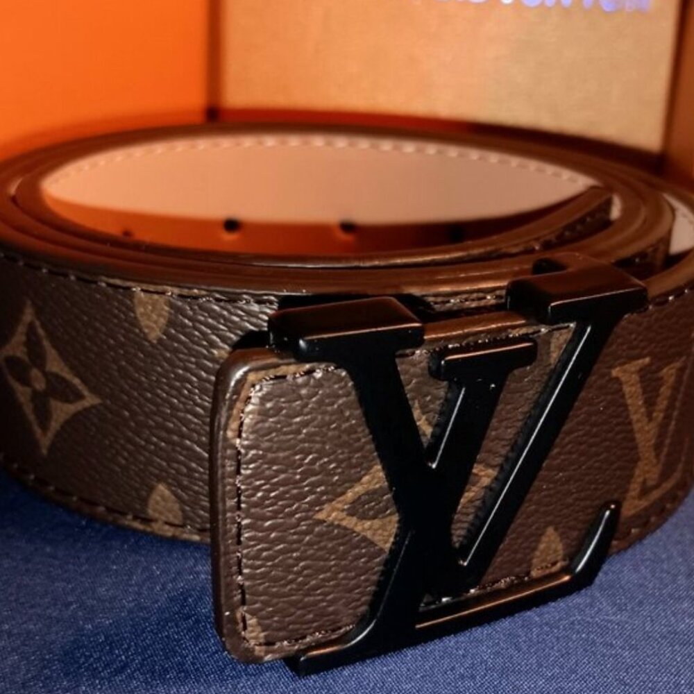 Louis Vuitton (GOLD) (BLACK) (SILVER) 33-35 Size Monogram Leather Belt & BOX - Picture 3 of 12